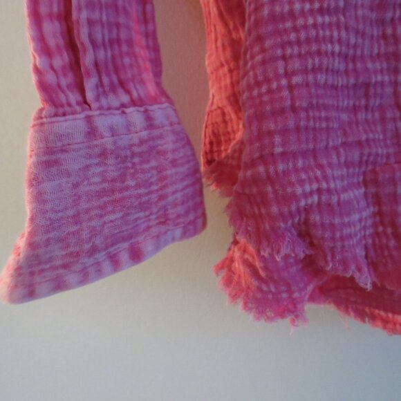 KITTENISH X FLAG & ANTHEM Morgan Boyfriend Shirt in Fuchsia Pink Casual Size XL - Picture 8 of 14